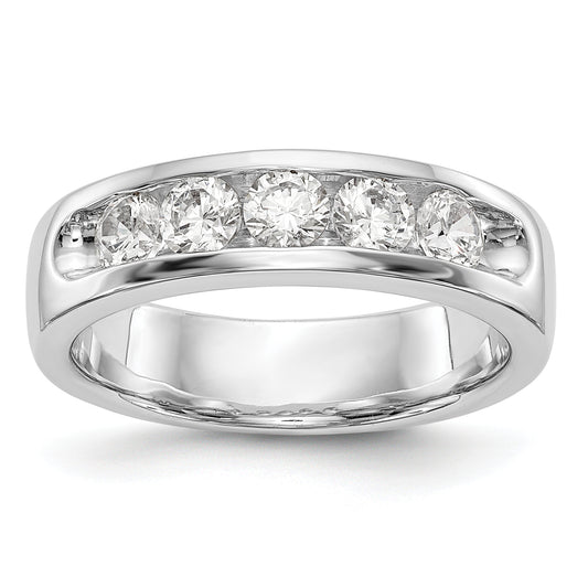 0.75ct. CZ Solid Real 14K White Gold 5-Stone Channel Wedding Band Ring