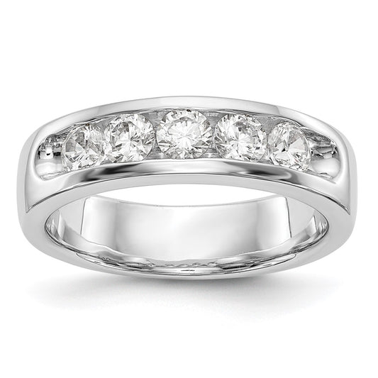 0.75ct. CZ Solid Real 14K White Gold 5-3.4mm Stone Channel Wedding Band Ring