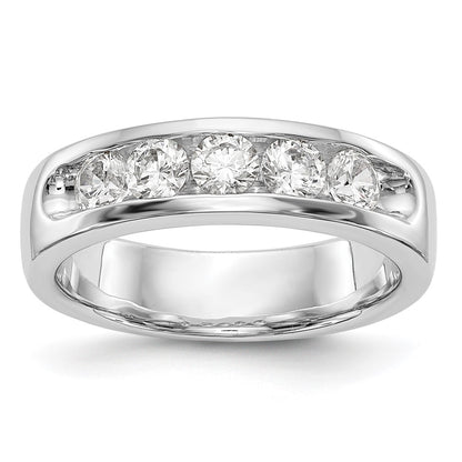 0.75ct. CZ Solid Real 14K White Gold 5-Stone Channel Wedding Band Ring