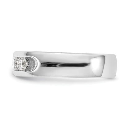 1.00ct. CZ Solid Real 14K White Gold 5-3.7mm Stone Channel Wedding Band Ring