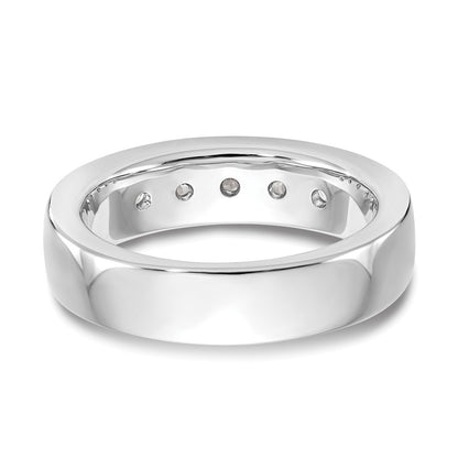 1.00ct. CZ Solid Real 14K White Gold 5-3.7mm Stone Channel Wedding Band Ring