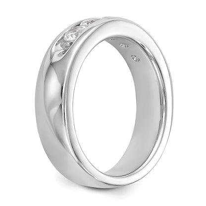 1.00ct. CZ Solid Real 14K White Gold 5-3.7mm Stone Channel Wedding Band Ring
