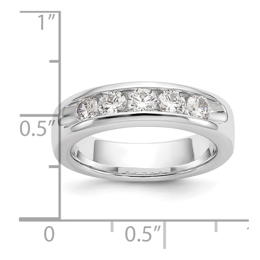 1.00ct. CZ Solid Real 14K White Gold 5-3.7mm Stone Channel Wedding Band Ring