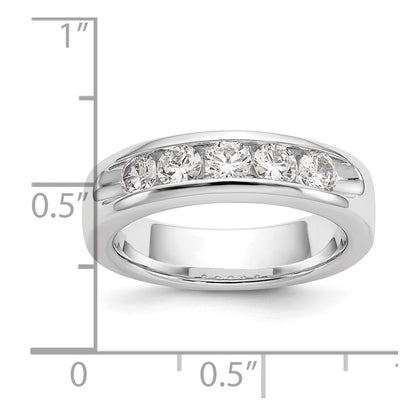 1.00ct. CZ Solid Real 14K White Gold 5-3.7mm Stone Channel Wedding Band Ring