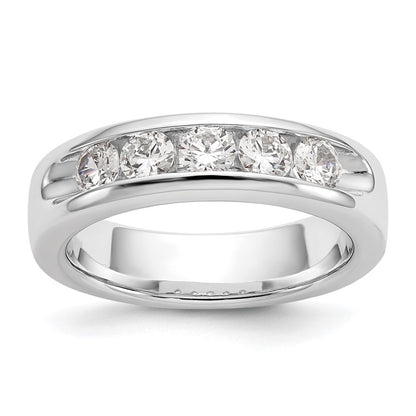 1.00ct. CZ Solid Real 14K White Gold 5-3.7mm Stone Channel Wedding Band Ring