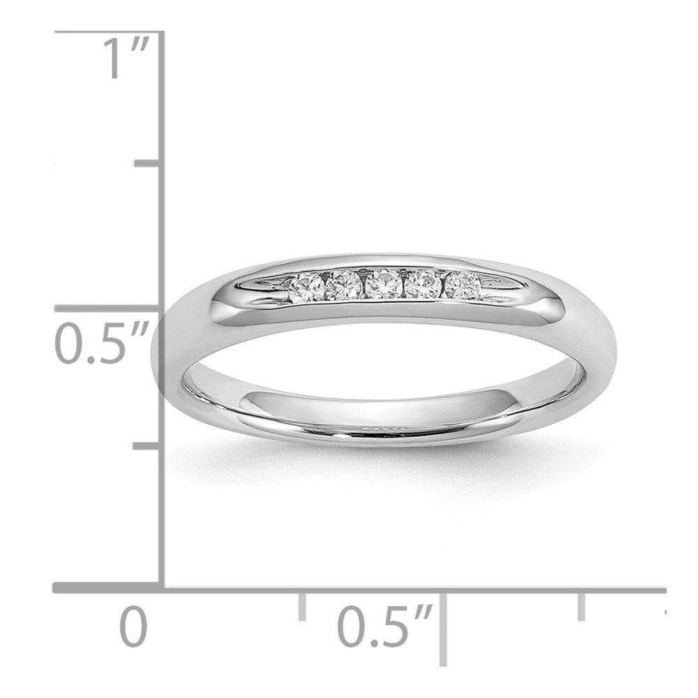 0.09ct. CZ Solid Real 14K White Gold 5-Stone Channel Wedding Band Ring