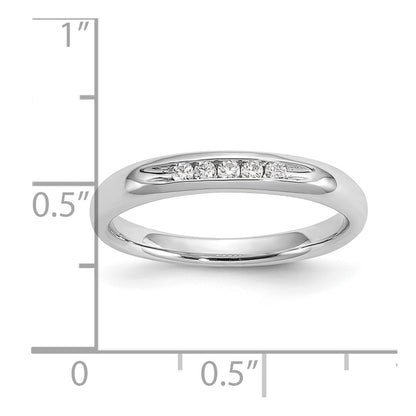 0.09ct. CZ Solid Real 14K White Gold 5-Stone Channel Wedding Band Ring