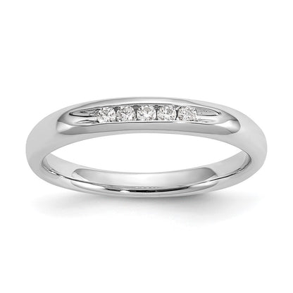 0.09ct. CZ Solid Real 14K White Gold 5-Stone Channel Wedding Band Ring
