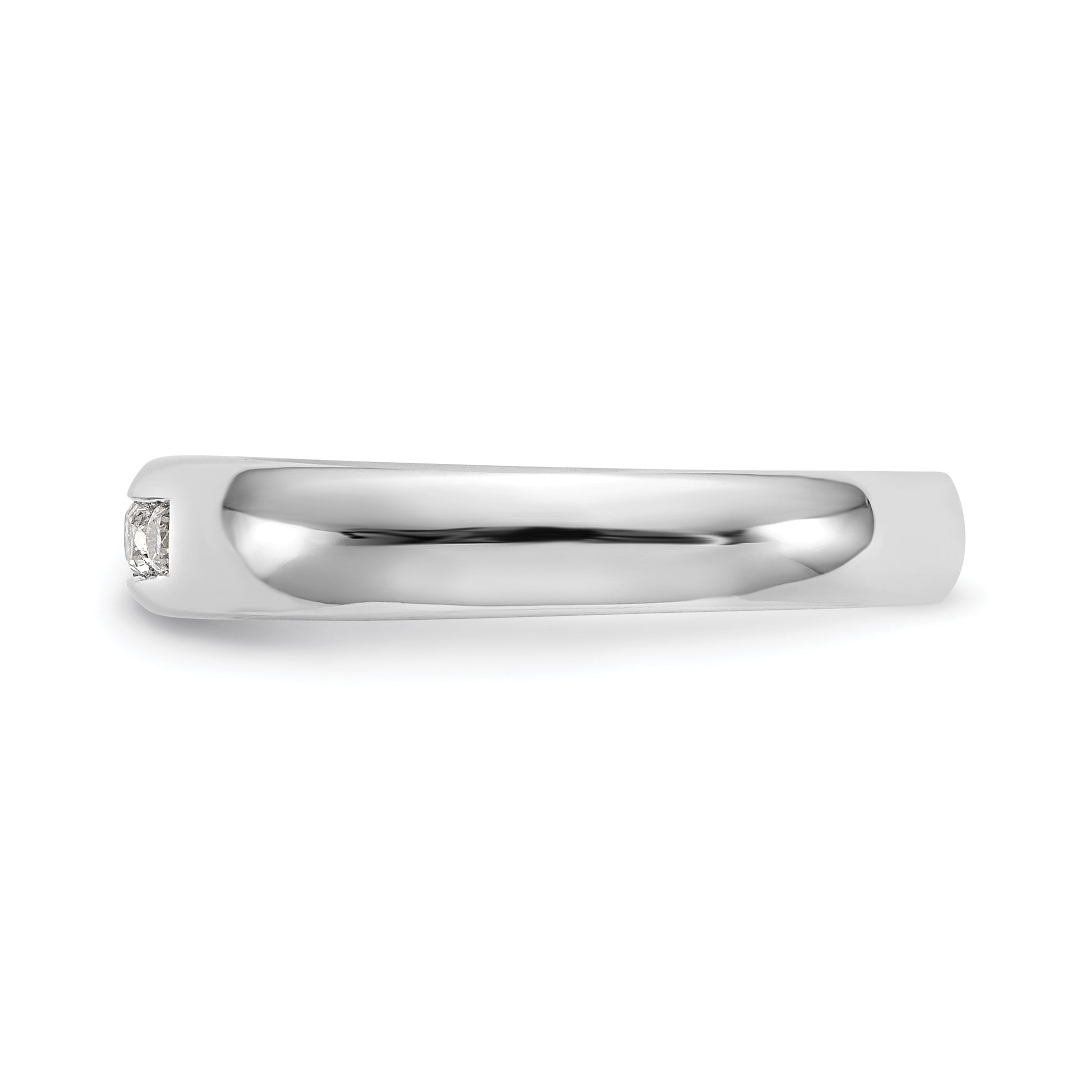 0.20ct. CZ Solid Real 14K White Gold 5-Stone Channel Wedding Band Ring