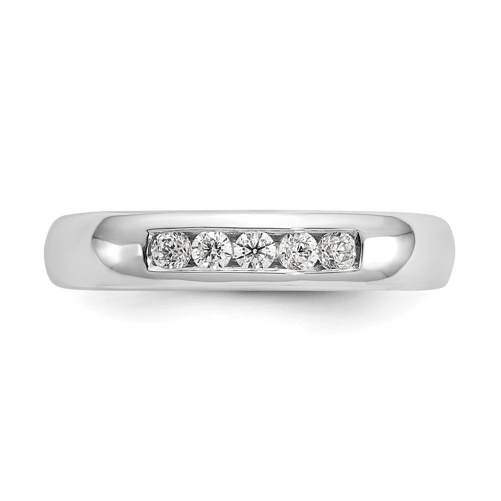 0.20ct. CZ Solid Real 14K White Gold 5-Stone Channel Wedding Band Ring
