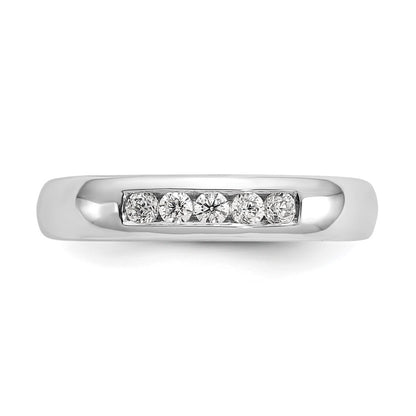 0.20ct. CZ Solid Real 14K White Gold 5-Stone Channel Wedding Band Ring