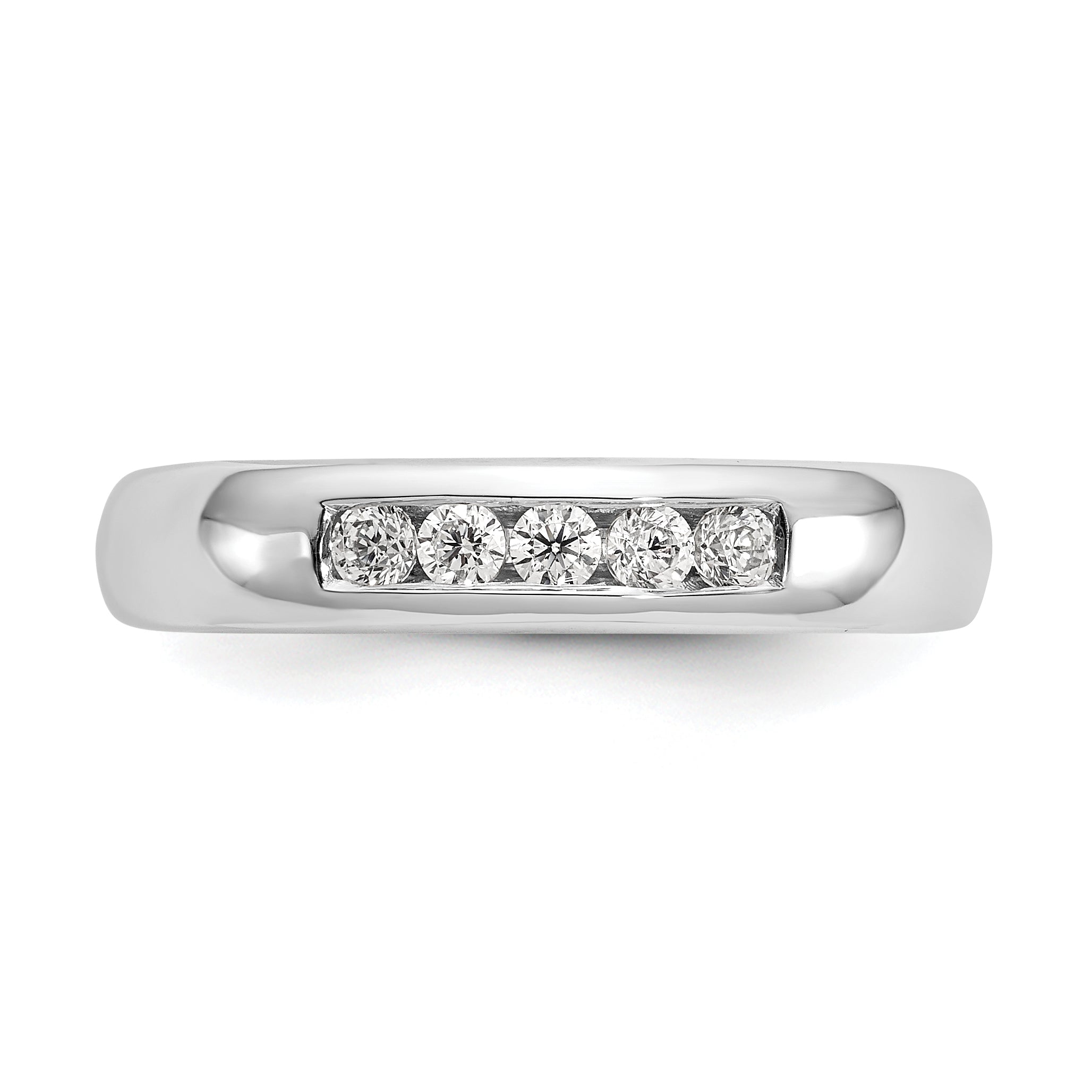 0.20ct. CZ Solid Real 14K White Gold 5-Stone Channel Wedding Band Ring