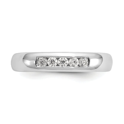 0.20ct. CZ Solid Real 14K White Gold 5-Stone Channel Wedding Band Ring