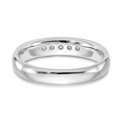 0.20ct. CZ Solid Real 14K White Gold 5-Stone Channel Wedding Band Ring