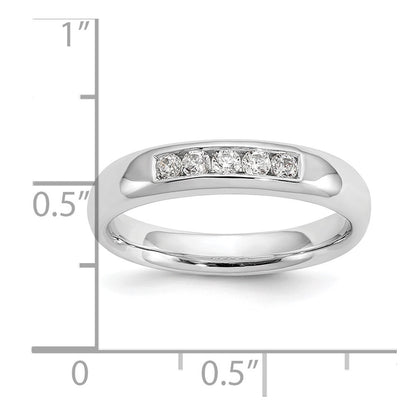 0.20ct. CZ Solid Real 14K White Gold 5-Stone Channel Wedding Band Ring