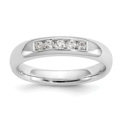 0.20ct. CZ Solid Real 14K White Gold 5-Stone Channel Wedding Band Ring