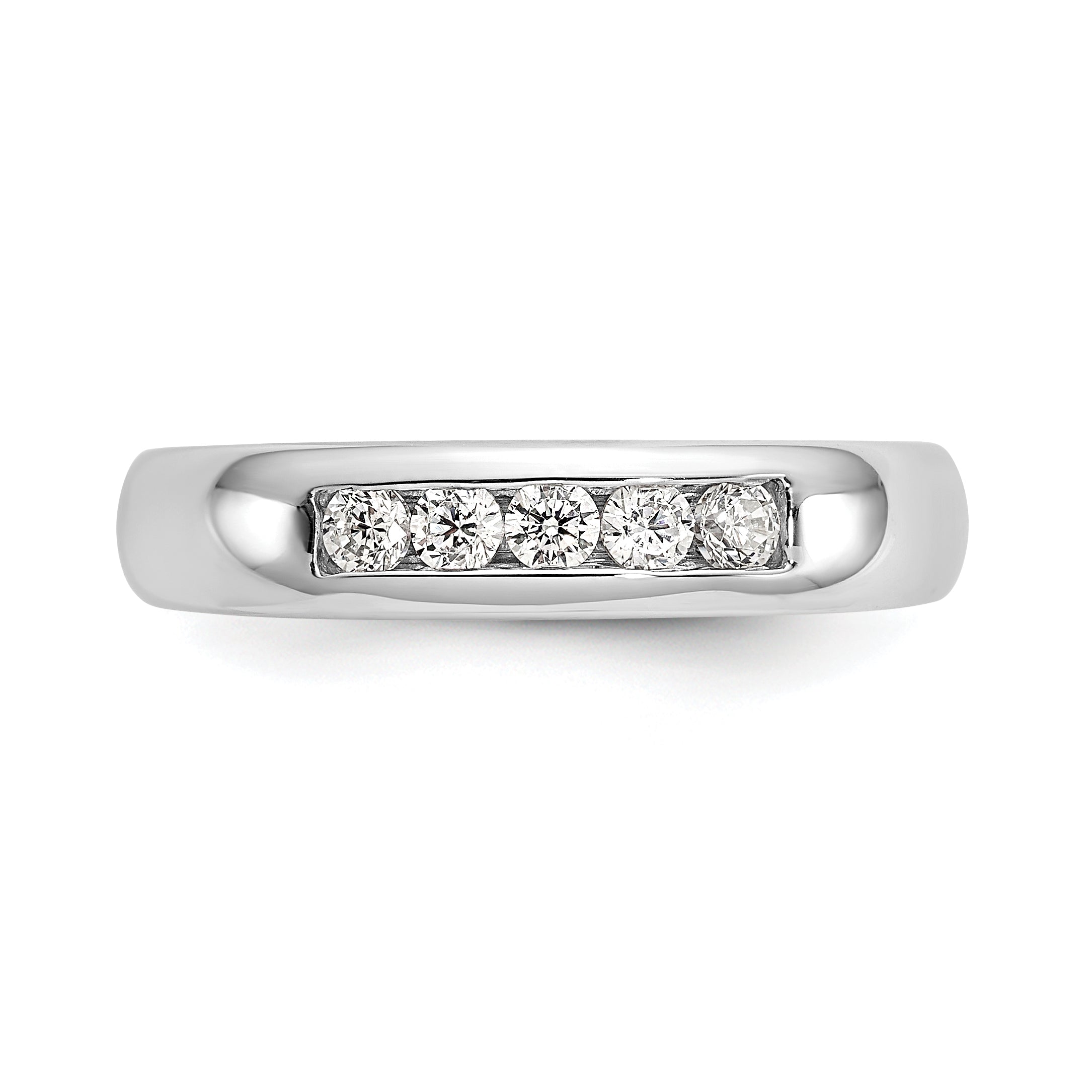 0.25ct. CZ Solid Real 14K White Gold 5-Stone Channel Wedding Band Ring