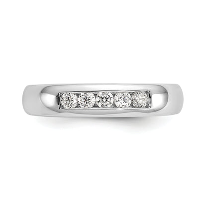 0.25ct. CZ Solid Real 14K White Gold 5-Stone Channel Wedding Band Ring