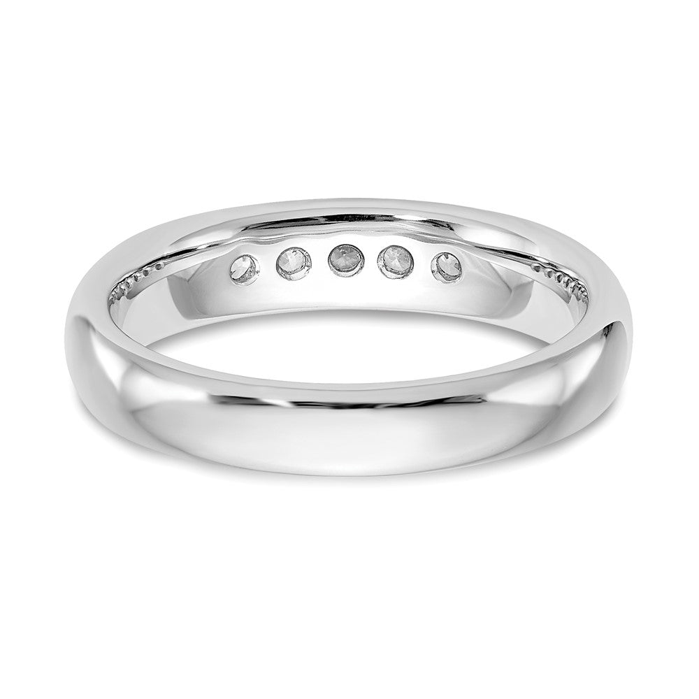 0.25ct. CZ Solid Real 14K White Gold 5-Stone Channel Wedding Band Ring