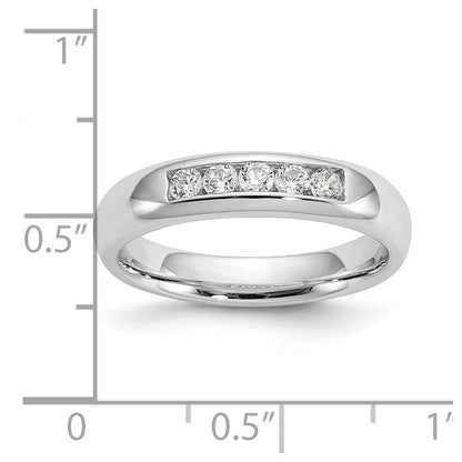 0.25ct. CZ Solid Real 14K White Gold 5-Stone Channel Wedding Band Ring