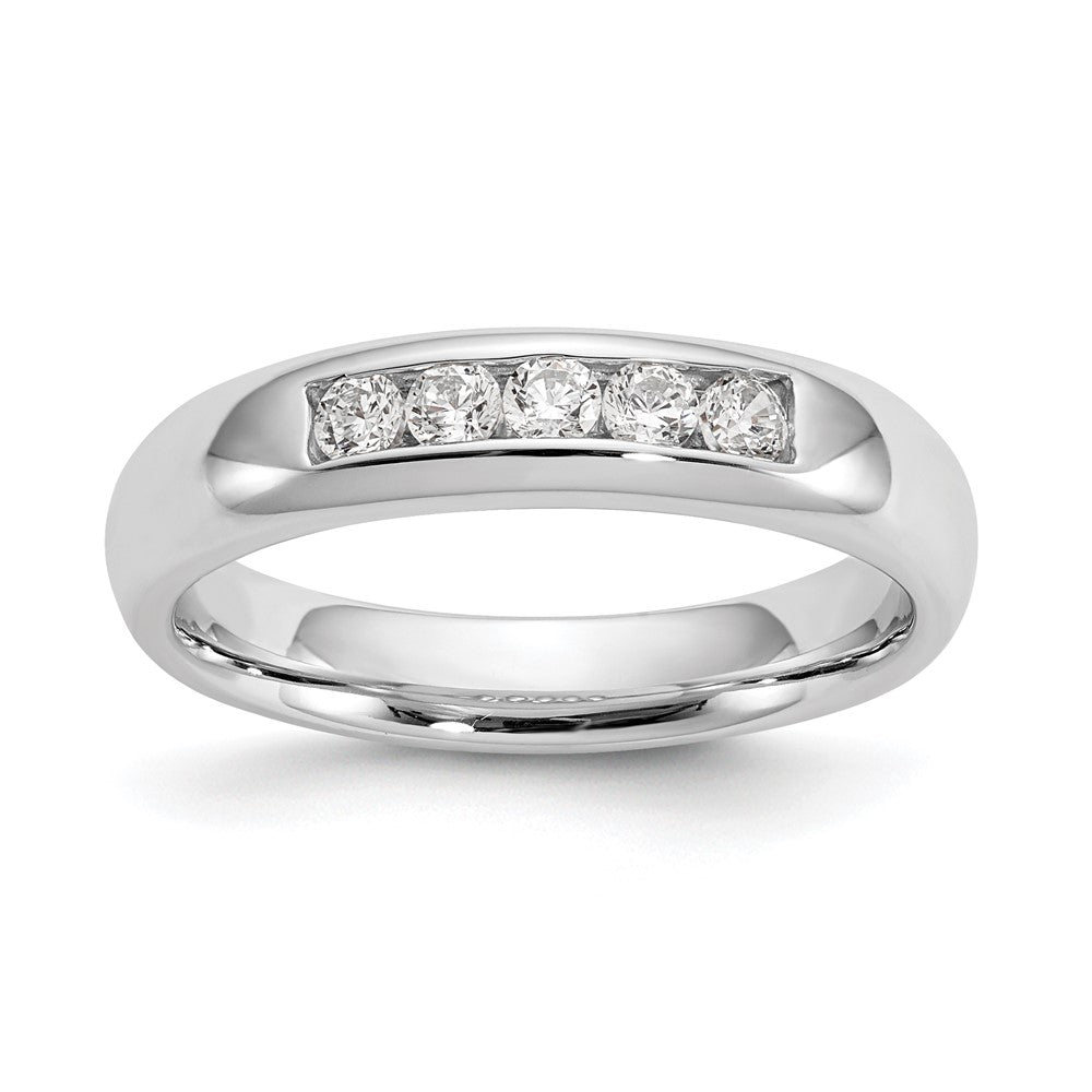 0.25ct. CZ Solid Real 14K White Gold 5-Stone Channel Wedding Band Ring