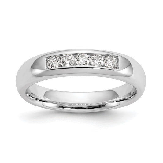 0.25ct. CZ Solid Real 14K White Gold 5-Stone Channel Wedding Band Ring
