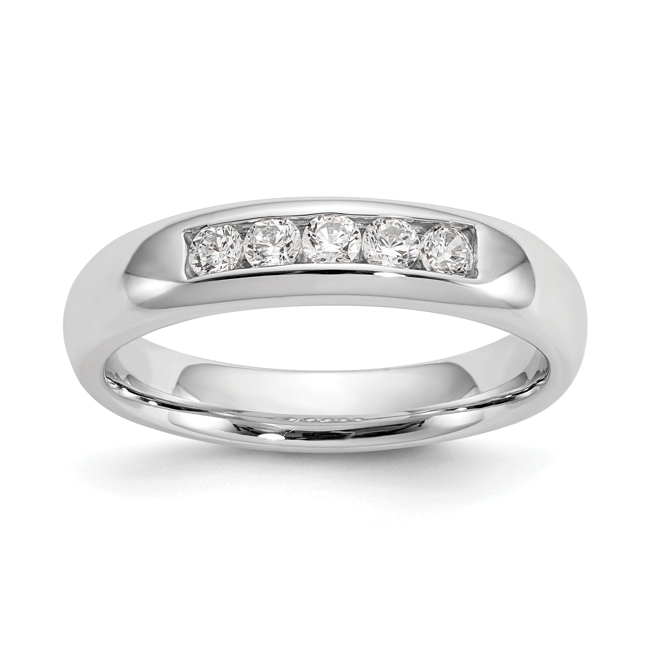 0.25ct. CZ Solid Real 14K White Gold 5-Stone Channel Wedding Band Ring