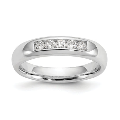 0.25ct. CZ Solid Real 14K White Gold 5-Stone Channel Wedding Band Ring