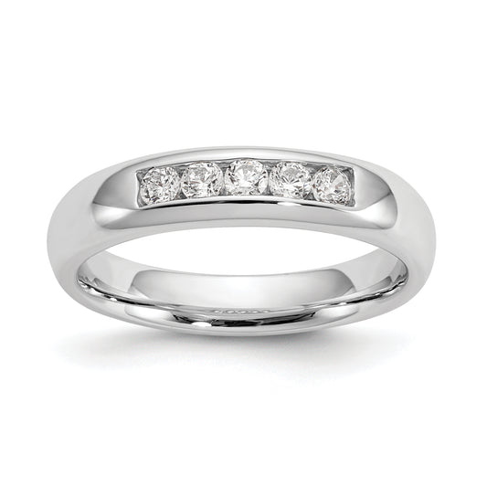 0.25ct. CZ Solid Real 14K White Gold 5-Stone Channel Wedding Band Ring