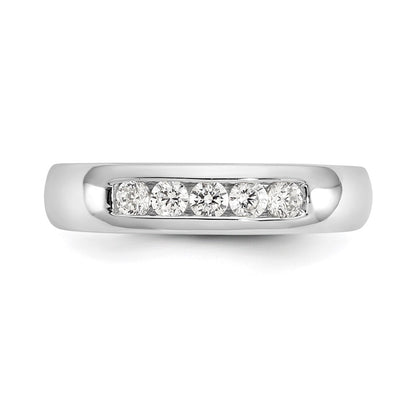 0.33ct. CZ Solid Real 14K White Gold 5-Stone Channel Wedding Band Ring