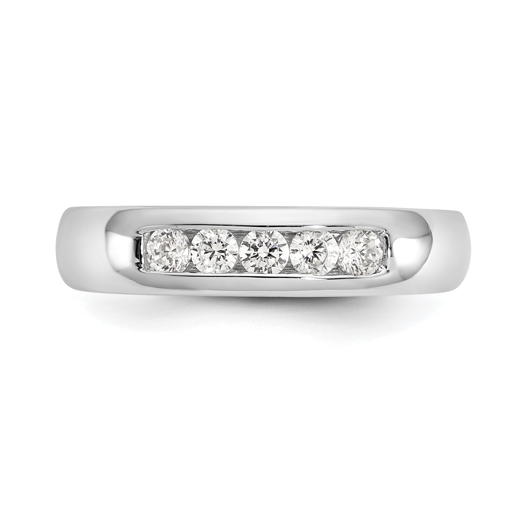 0.33ct. CZ Solid Real 14K White Gold 5-Stone Channel Wedding Band Ring