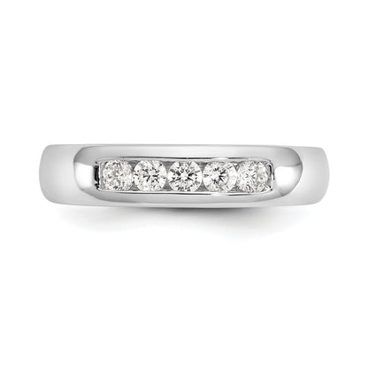 0.33ct. CZ Solid Real 14K White Gold 5-Stone Channel Wedding Band Ring