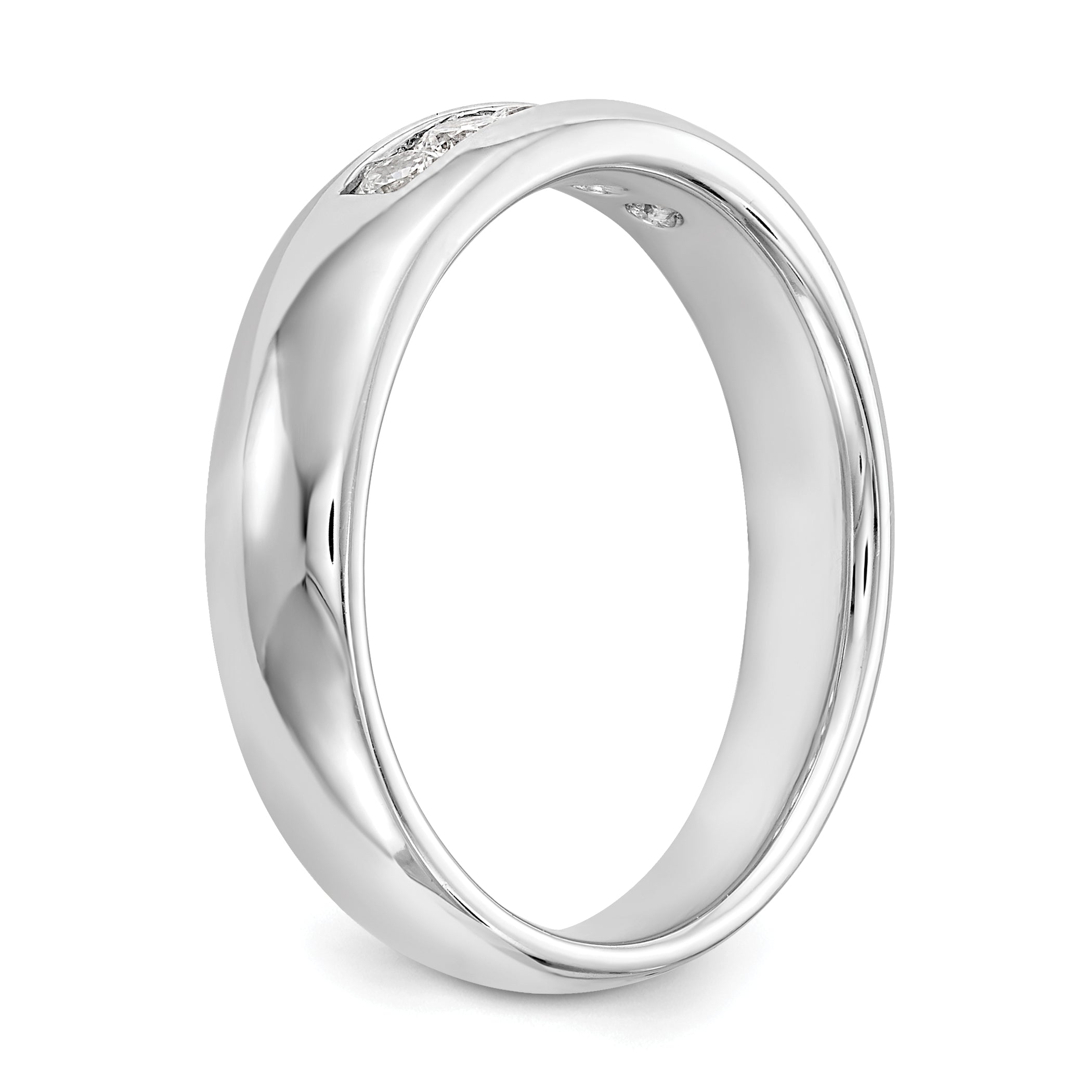 0.33ct. CZ Solid Real 14K White Gold 5-Stone Channel Wedding Band Ring