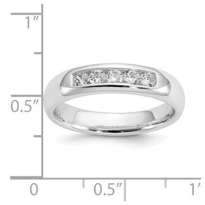 0.33ct. CZ Solid Real 14K White Gold 5-Stone Channel Wedding Band Ring