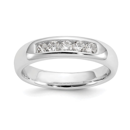 0.33ct. CZ Solid Real 14K White Gold 5-Stone Channel Wedding Band Ring