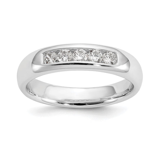 0.33ct. CZ Solid Real 14K White Gold 5-Stone Channel Wedding Band Ring