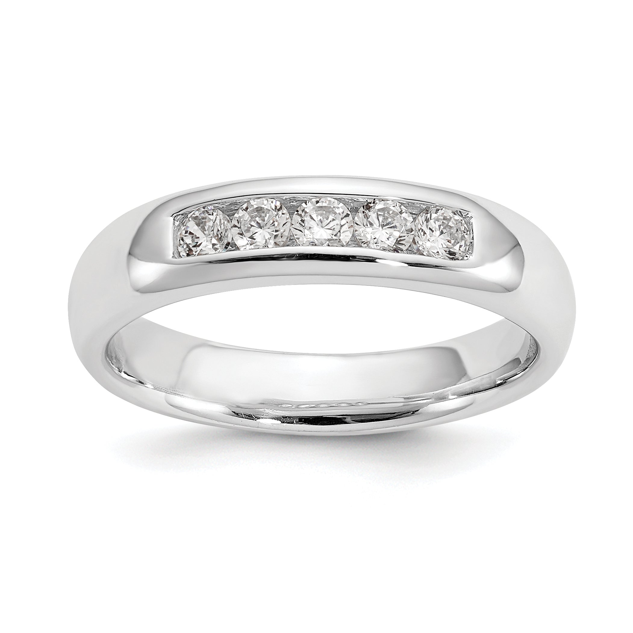 0.33ct. CZ Solid Real 14K White Gold 5-Stone Channel Wedding Band Ring
