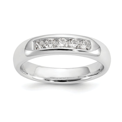 0.33ct. CZ Solid Real 14K White Gold 5-Stone Channel Wedding Band Ring