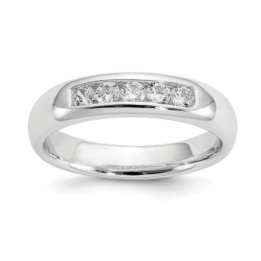 0.33ct. CZ Solid Real 14K White Gold 5-Stone Channel Wedding Band Ring