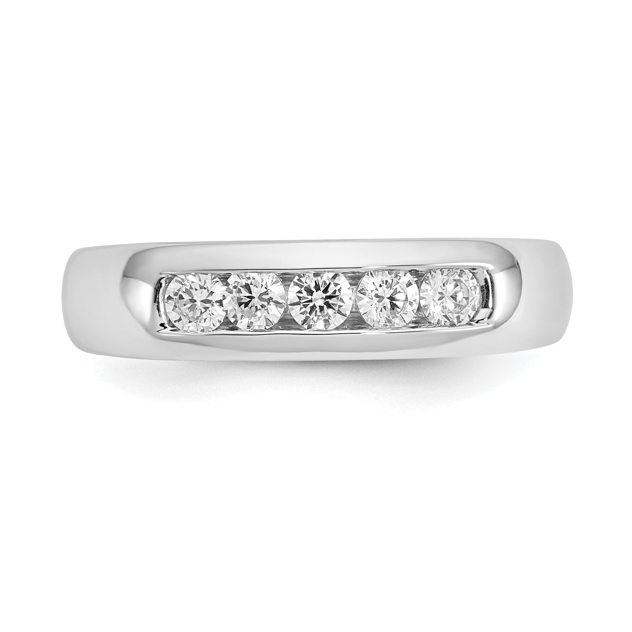 0.40ct. CZ Solid Real 14K White Gold 5-Stone Channel Wedding Band Ring
