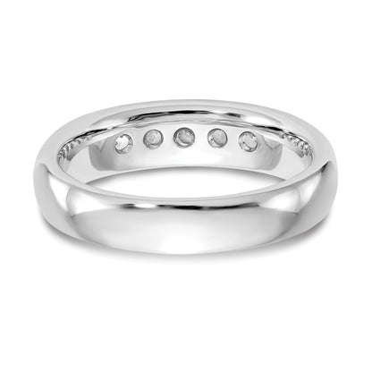 0.40ct. CZ Solid Real 14K White Gold 5-Stone Channel Wedding Band Ring