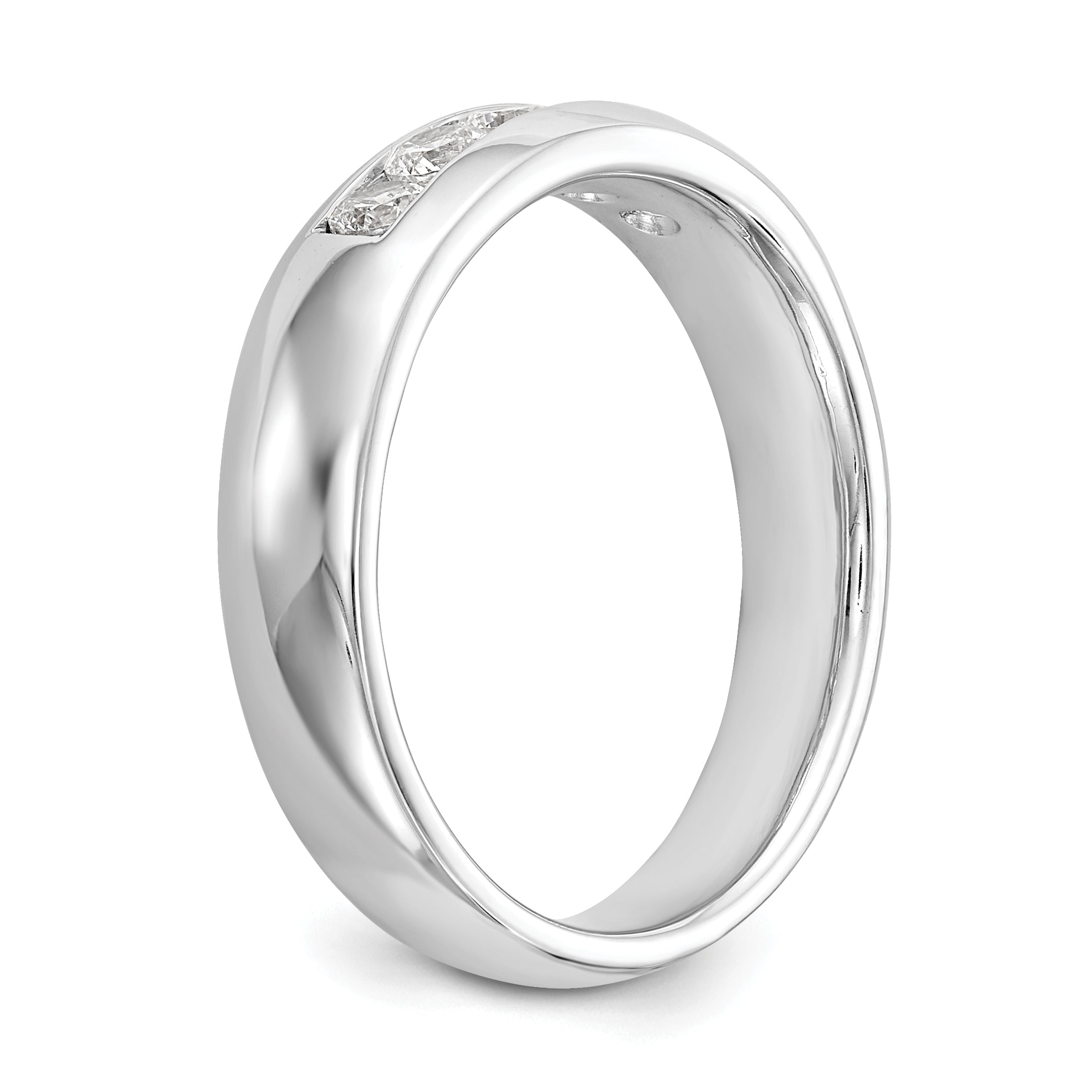 0.40ct. CZ Solid Real 14K White Gold 5-Stone Channel Wedding Band Ring
