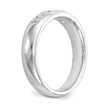 0.40ct. CZ Solid Real 14K White Gold 5-Stone Channel Wedding Band Ring