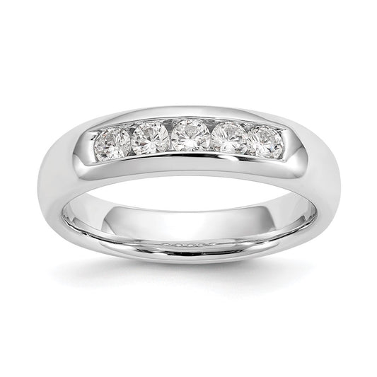 0.40ct. CZ Solid Real 14K White Gold 5-Stone Channel Wedding Band Ring