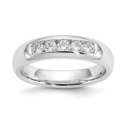 0.40ct. CZ Solid Real 14K White Gold 5-Stone Channel Wedding Band Ring