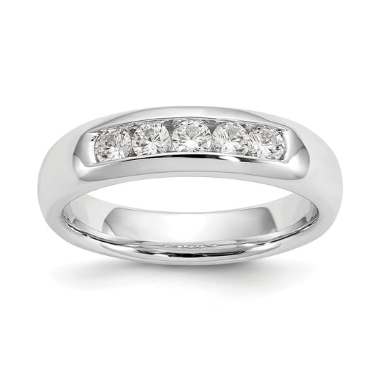 0.40ct. CZ Solid Real 14K White Gold 5-Stone Channel Wedding Band Ring