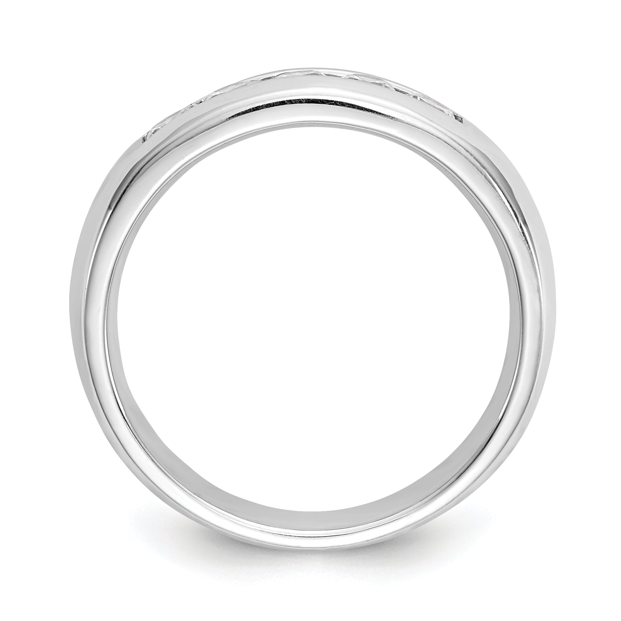 0.50ct. CZ Solid Real 14K White Gold 5-Stone Channel Wedding Band Ring