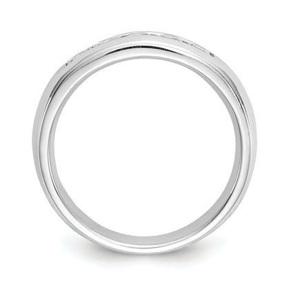 0.50ct. CZ Solid Real 14K White Gold 5-Stone Channel Wedding Band Ring