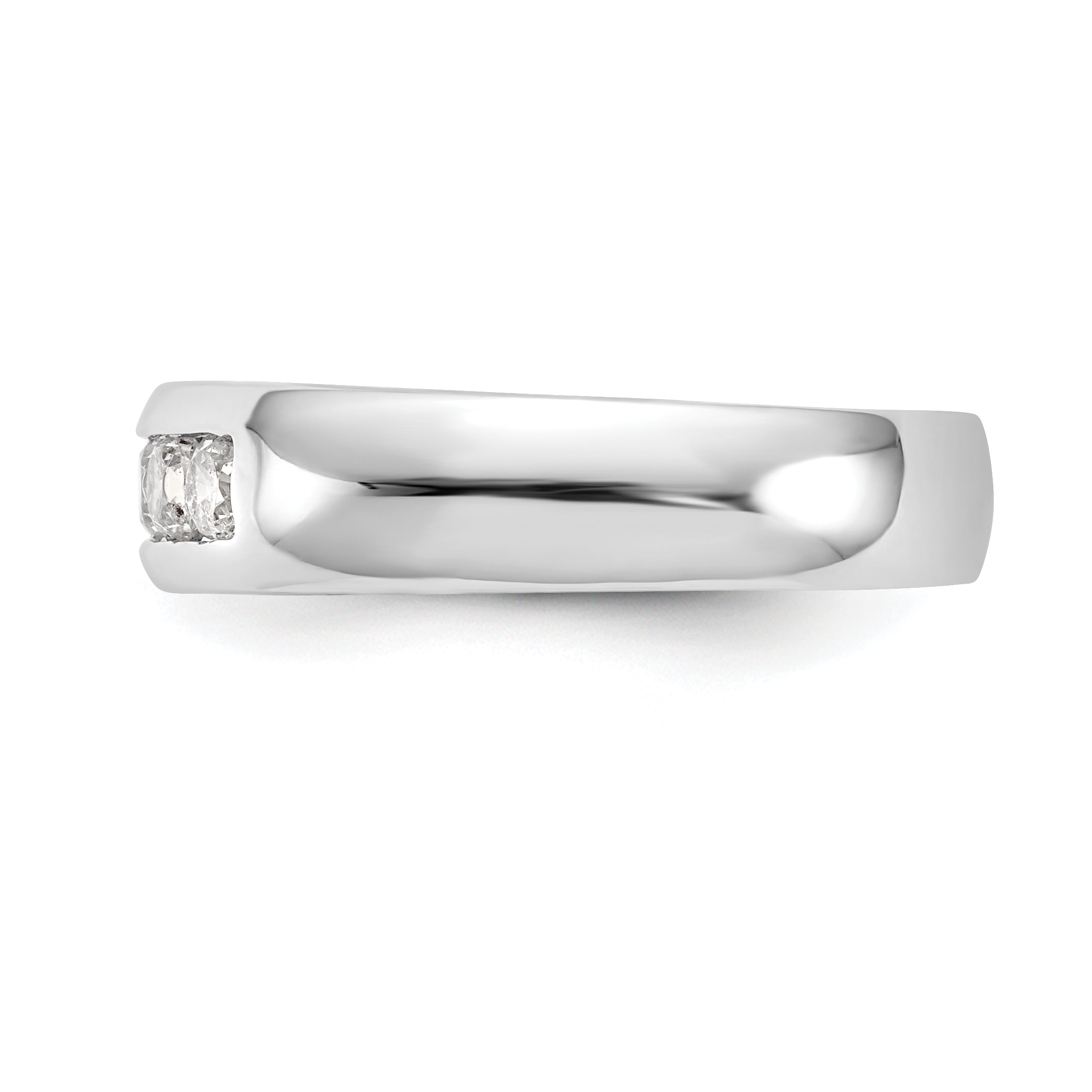 0.50ct. CZ Solid Real 14K White Gold 5-Stone Channel Wedding Band Ring