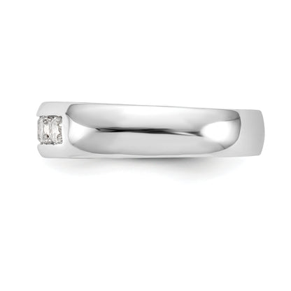 0.50ct. CZ Solid Real 14K White Gold 5-Stone Channel Wedding Band Ring